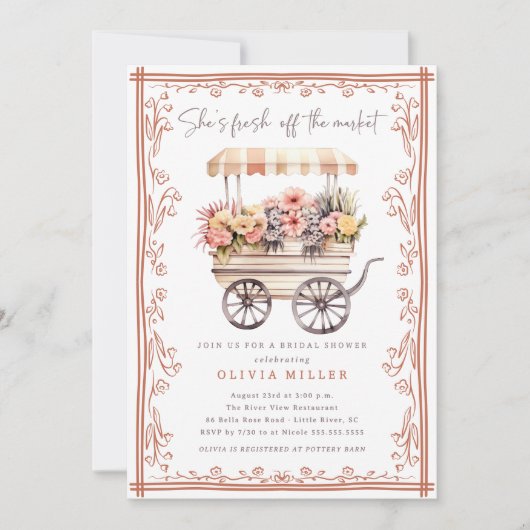 Invitation à la douche nuptiale du marché aux fleu (Devant)