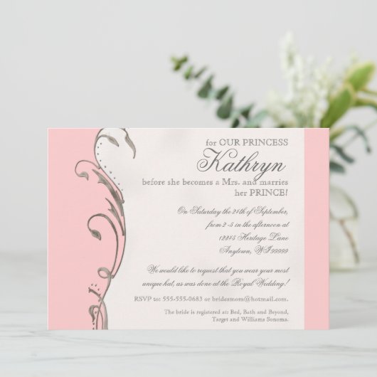 Invitation à la douche nuptiale du Mariage royal Q (Debout devant)