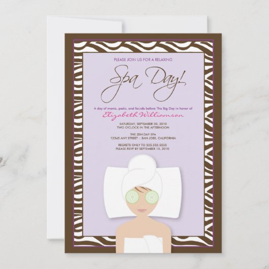 Invitation à la douche nuptiale du Spa (lavande) (Devant)