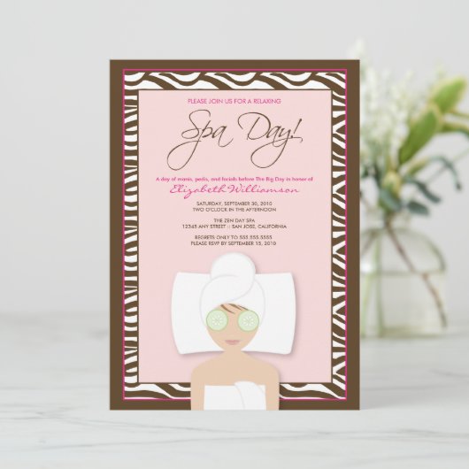 Invitation à la douche nuptiale du Spa (rose) (Debout devant)