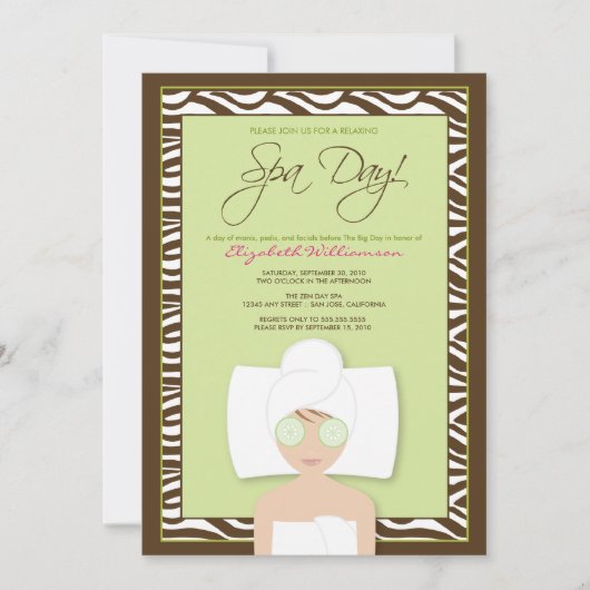 Invitation à la douche nuptiale du Spa (vert) (Devant)