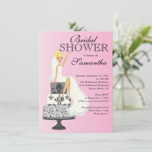 Invitation à la douche nuptiale d'une mariée de Bl (Debout devant)