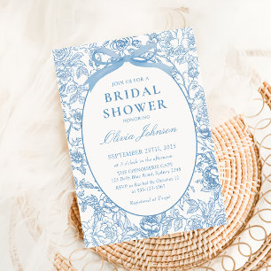 Invitation à la douche nuptiale Dusty Blue Bow