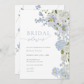 Invitation à la douche nuptiale Dusty Blue Fleur s (Devant / Derrière)
