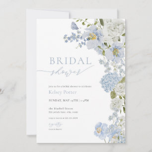 Invitation à la douche nuptiale Dusty Blue Fleur s