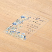 Invitation à la douche nuptiale Dusty Blue Fleur s (Poser)