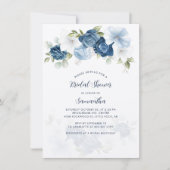 Invitation à la douche nuptiale Dusty Blue Floral (Devant)