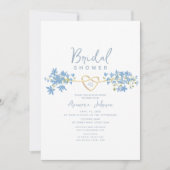 Invitation à la douche nuptiale Dusty Blue Floral (Devant)