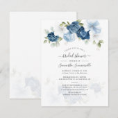 Invitation à la douche nuptiale Dusty Blue Floral (Devant / Derrière)