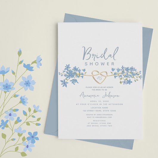 Invitation à la douche nuptiale Dusty Blue Floral