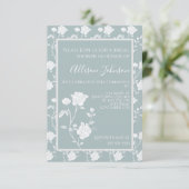 Invitation à la douche nuptiale Dusty Blue Rose (Debout devant)