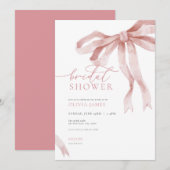 Invitation à la douche nuptiale Dusty Pink Bow (Devant / Derrière)