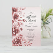 Invitation à la douche nuptiale Dusty Rose Floral (Debout devant)