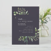 Invitation à la douche nuptiale Eggplant Foliage (Debout devant)