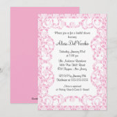 Invitation à la douche nuptiale élégante à Damas r (Devant / Derrière)