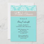 Invitation à la douche nuptiale Elégante Aqua et T (Devant)
