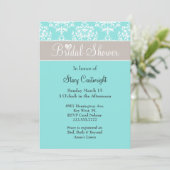 Invitation à la douche nuptiale Elégante Aqua et T (Debout devant)