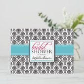 Invitation à la douche nuptiale élégante Damask (a (Debout devant)