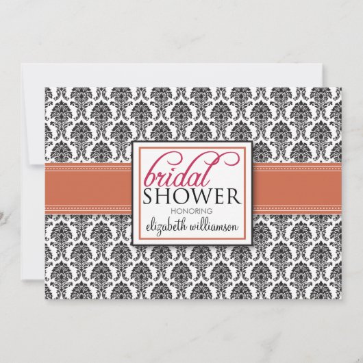 Invitation à la douche nuptiale élégante Damask (c (Devant)
