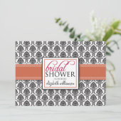 Invitation à la douche nuptiale élégante Damask (c (Debout devant)