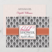 Invitation à la douche nuptiale élégante Damask (c (Devant / Derrière)