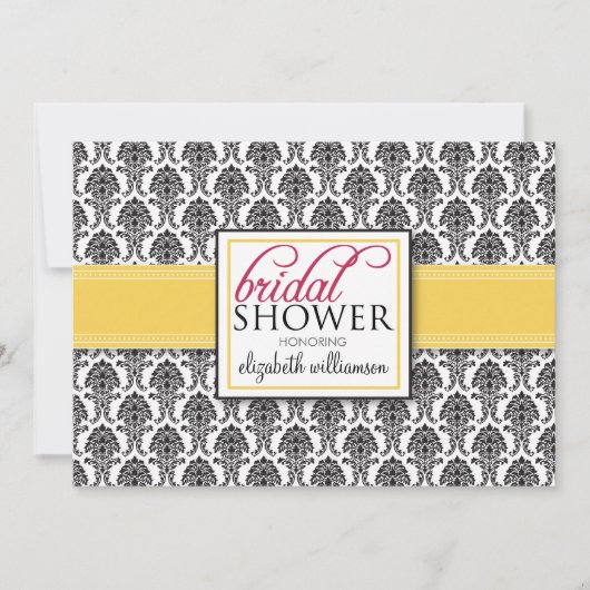 Invitation à la douche nuptiale élégante Damask (c (Devant)