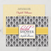 Invitation à la douche nuptiale élégante Damask (c (Devant / Derrière)