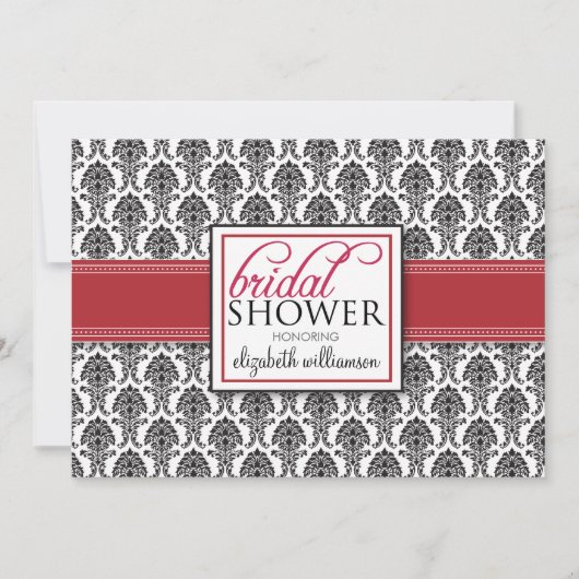 Invitation à la douche nuptiale élégante Damask (e (Devant)