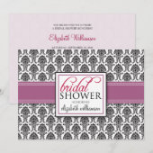 Invitation à la douche nuptiale élégante Damask (l (Devant / Derrière)