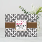 Invitation à la douche nuptiale élégante Damask (m (Debout devant)