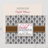 Invitation à la douche nuptiale élégante Damask (m (Devant / Derrière)