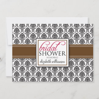 Invitation à la douche nuptiale élégante Damask (m