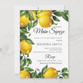 Invitation à la douche nuptiale élégante Lemon Squ (Devant)