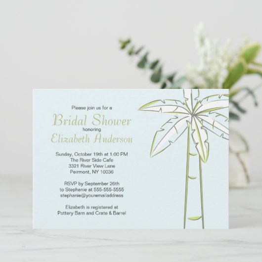 Invitation à la douche nuptiale élégante Palm Tree (Debout devant)