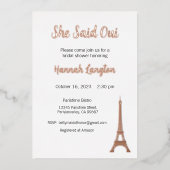 Invitation À La Douche Nuptiale, Elle A Dit Oui Ou (Recto)