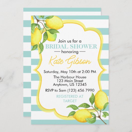 Invitation à la douche nuptiale emon - Thème Citru (Devant / Derrière)