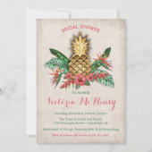 Invitation à la douche nuptiale en ananas d'or tro (Devant)