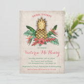 Invitation à la douche nuptiale en ananas d'or tro (Debout devant)