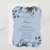 Invitation à la douche nuptiale en argent bleu Dus (Devant)
