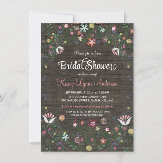 Invitation à la douche nuptiale en bois de Rustic (Devant)