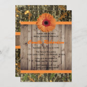 Invitation à la douche nuptiale en bois et orange (Devant / Derrière)