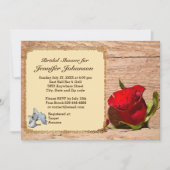 Invitation à la douche nuptiale en bois, mur et ro (Devant)