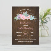 Invitation à la douche nuptiale en bois rustique (Debout devant)