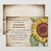 invitation à la douche nuptiale en bois rustique e (Devant / Derrière)