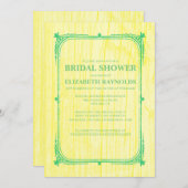 Invitation à la douche nuptiale en bois vert jaune (Devant / Derrière)