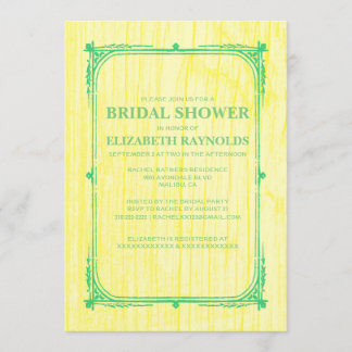 Invitation à la douche nuptiale en bois vert jaune
