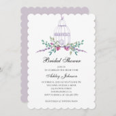 Invitation à la douche nuptiale en cage violette. (Devant / Derrière)