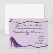 Invitation à la douche nuptiale en chaussure viole (Devant / Derrière)