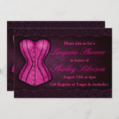 Invitation à la douche nuptiale en corse rose (Devant / Derrière)