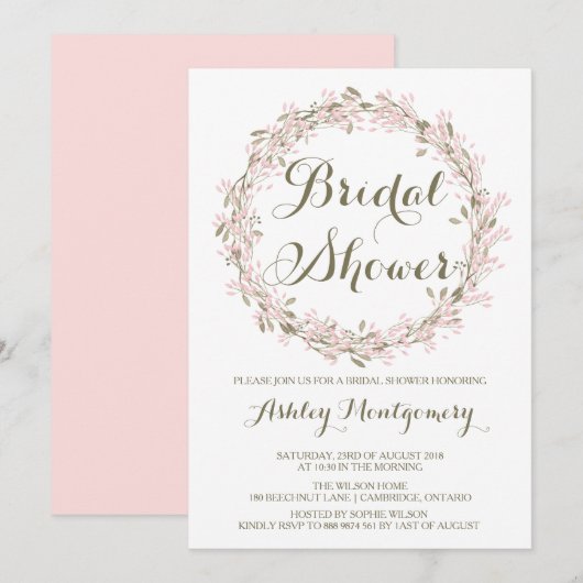 Invitation à la douche nuptiale en couronne d'hive (Devant / Derrière)